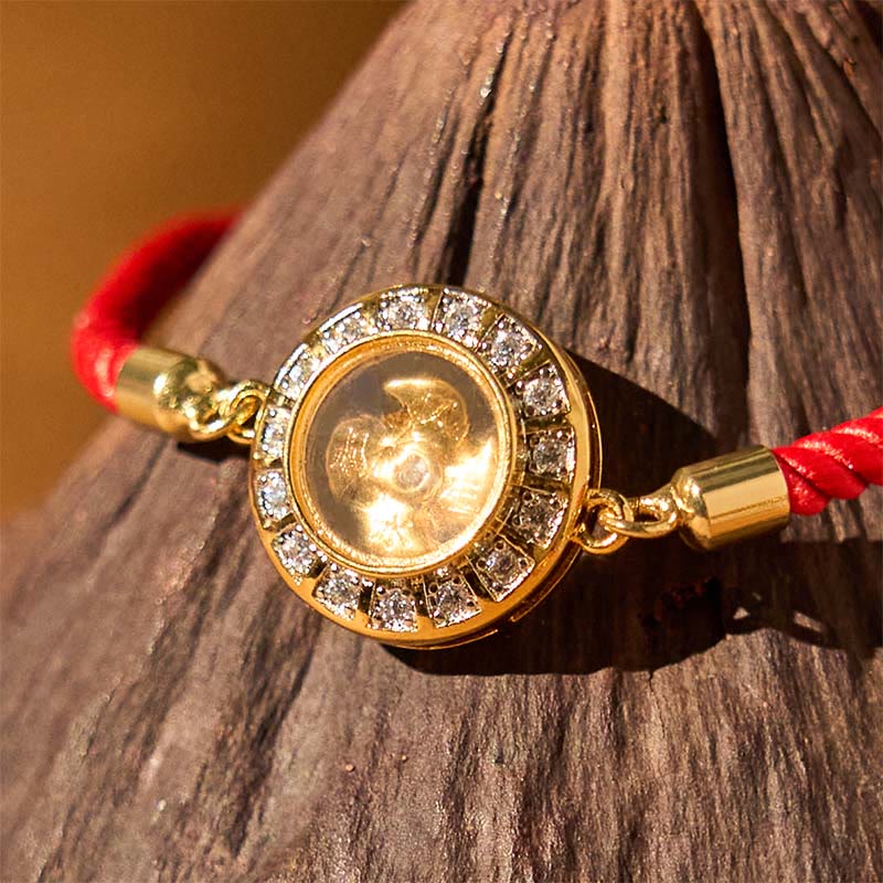 Fortune Jewel Copper Brass Feng Sheng Shui Qi Rotatable Windmill  Red String Faith Braided Bracelet