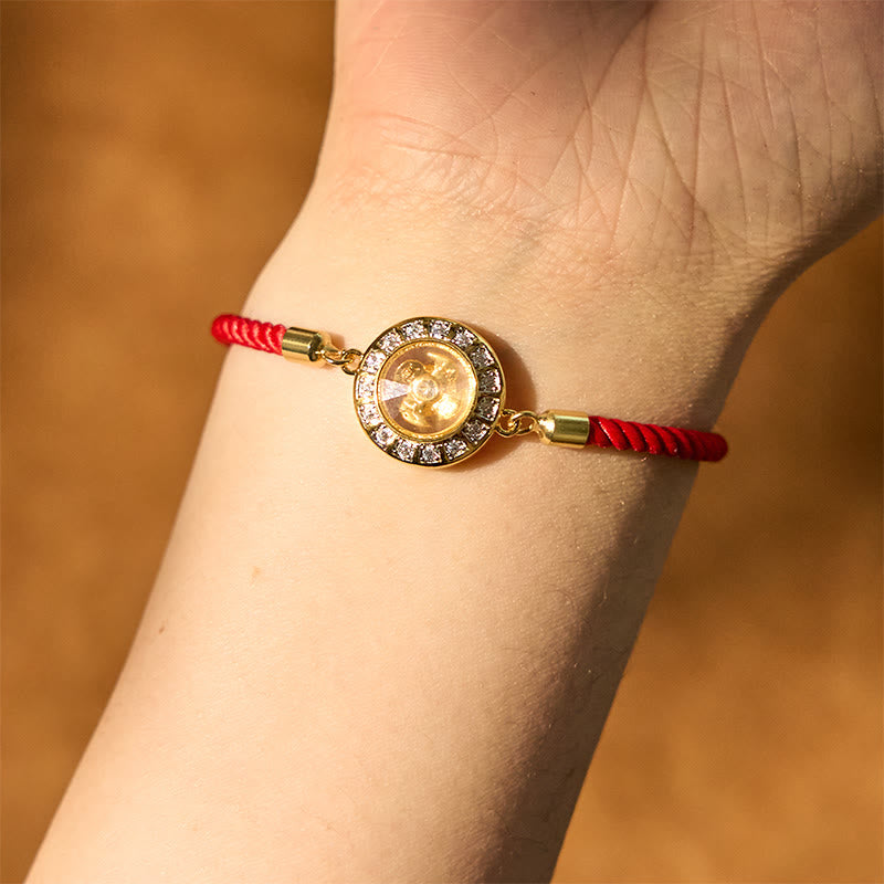 Fortune Jewel Copper Brass Feng Sheng Shui Qi Rotatable Windmill  Red String Faith Braided Bracelet