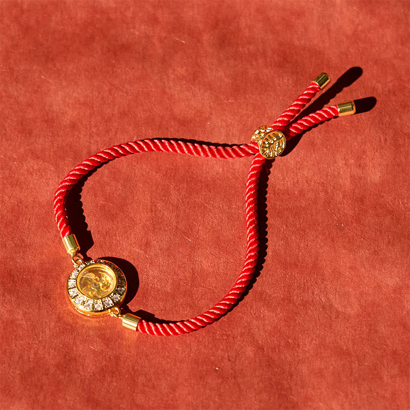 Fortune Jewel Copper Brass Feng Sheng Shui Qi Rotatable Windmill  Red String Faith Braided Bracelet
