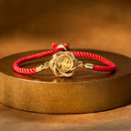Fortune Jewel Rotatable Plum Red String Copper Brass Windmill Feng Sheng Shui Qi Protection Braided Bracelet