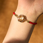 Fortune Jewel Rotatable Plum Red String Copper Brass Windmill Feng Sheng Shui Qi Protection Braided Bracelet