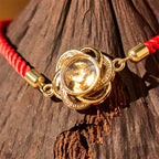 Fortune Jewel Rotatable Plum Red String Copper Brass Windmill Feng Sheng Shui Qi Protection Braided Bracelet