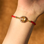 Fortune Jewel Copper Brass Color Rotatable Windmill Feng Sheng Shui Qi Fu Red String Faith Braided Bracelet