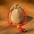 Fortune Jewel Copper Brass Color Rotatable Windmill Feng Sheng Shui Qi Fu Red String Faith Braided Bracelet