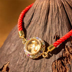 Fortune Jewel Copper Brass Color Rotatable Windmill Feng Sheng Shui Qi Fu Red String Faith Braided Bracelet