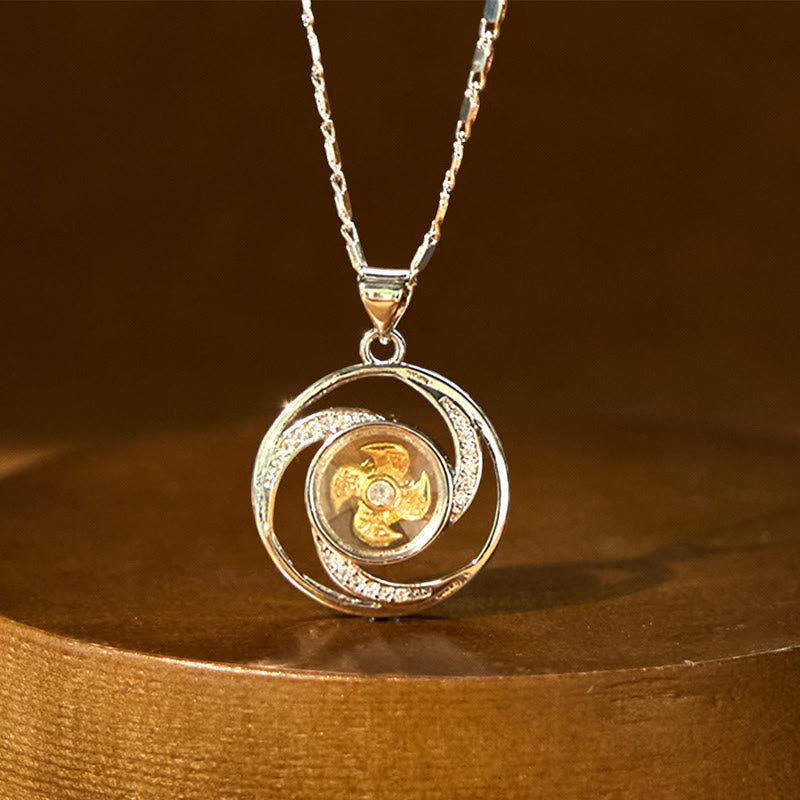 Fortune Jewel Gold plated Copper Brass Rotatable Windmill Luck Necklace Pendant