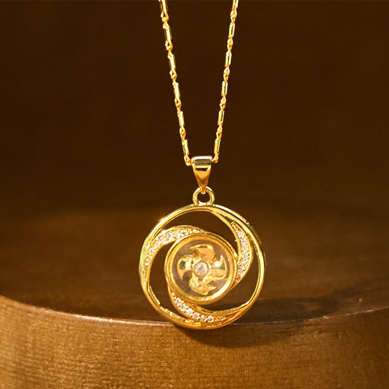 Fortune Jewel Gold plated Copper Brass Rotatable Windmill Luck Necklace Pendant