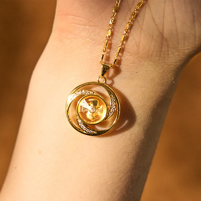 Fortune Jewel Gold plated Copper Brass Rotatable Windmill Luck Necklace Pendant