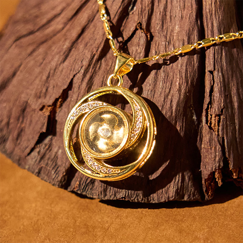 Fortune Jewel Gold plated Copper Brass Rotatable Windmill Luck Necklace Pendant