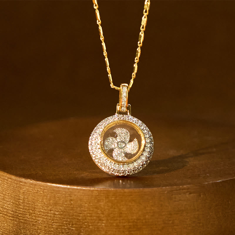 Fortune Jewel Gold plated Copper Brass Rotatable Windmill Fu Balance Necklace Pendant