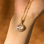 Fortune Jewel Gold plated Copper Brass Rotatable Windmill Fu Balance Necklace Pendant