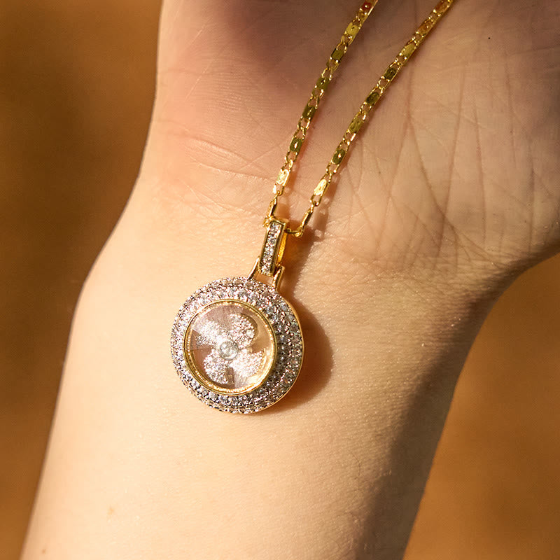 Fortune Jewel Gold plated Copper Brass Rotatable Windmill Fu Balance Necklace Pendant