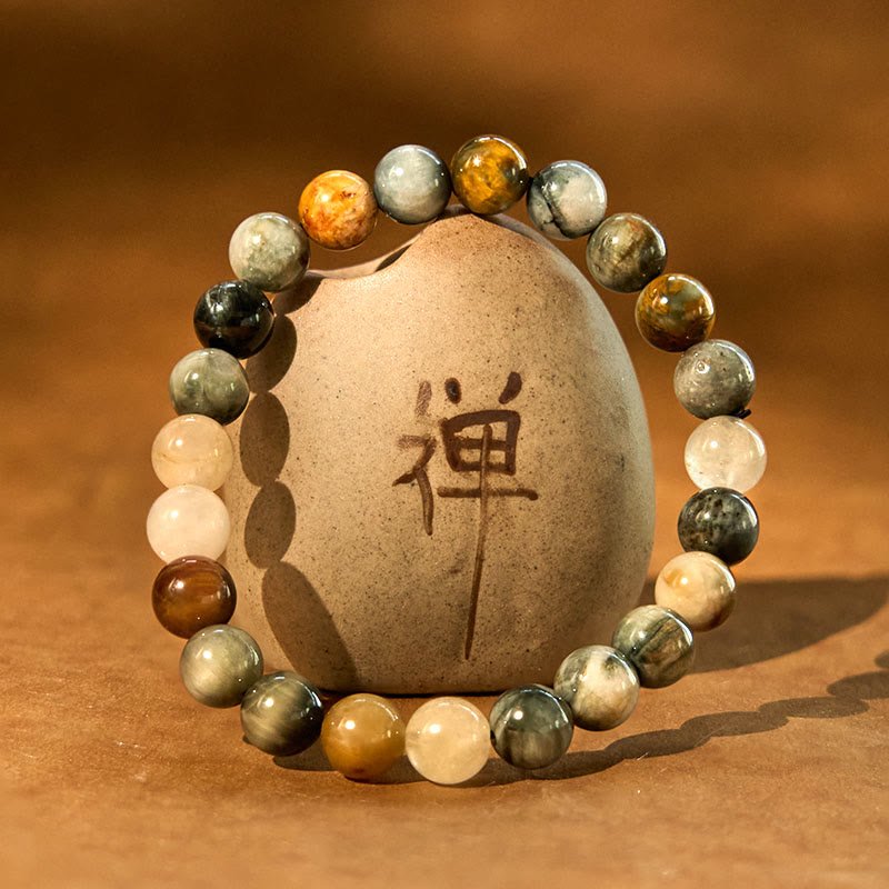 Fortune Jewel Natural Eagle's Eye Stone Confidence Positive Bracelet