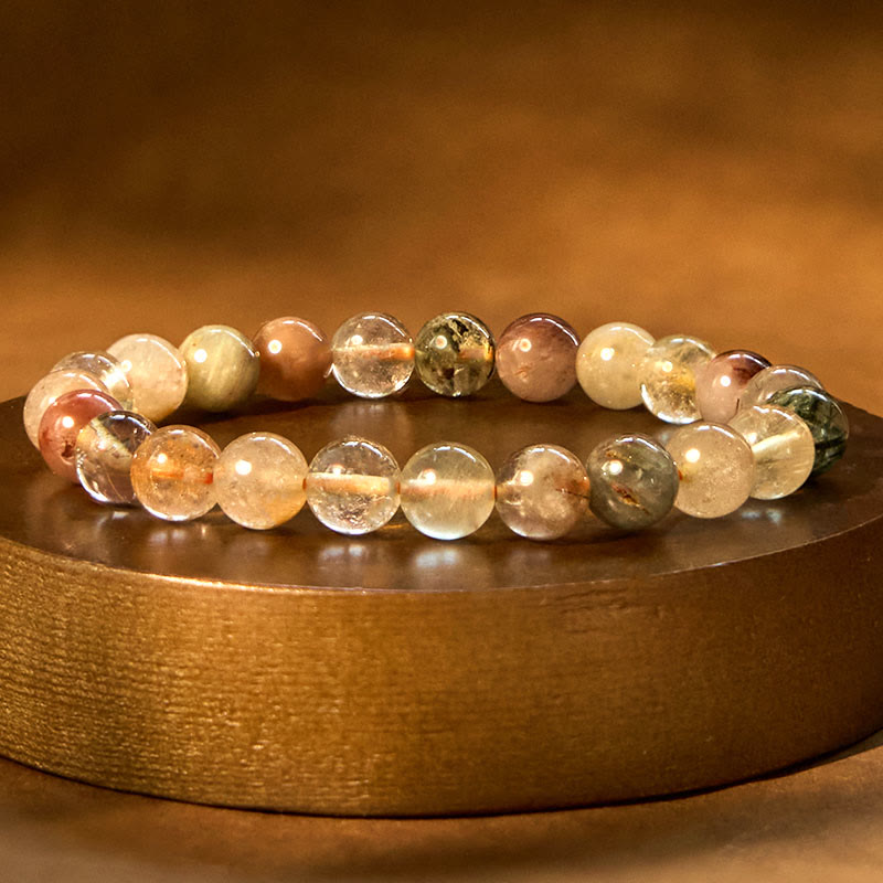 Fortune Jewel Natural Multicolored Rutilated Quartz Spiritual Growth Bracelet
