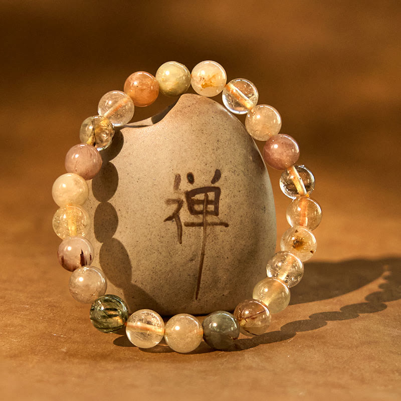 Fortune Jewel Natural Multicolored Rutilated Quartz Spiritual Growth Bracelet