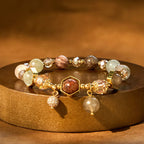 Fortune Jewel Natural Colored Rutilated Quartz Amethyst Protection Bracelet