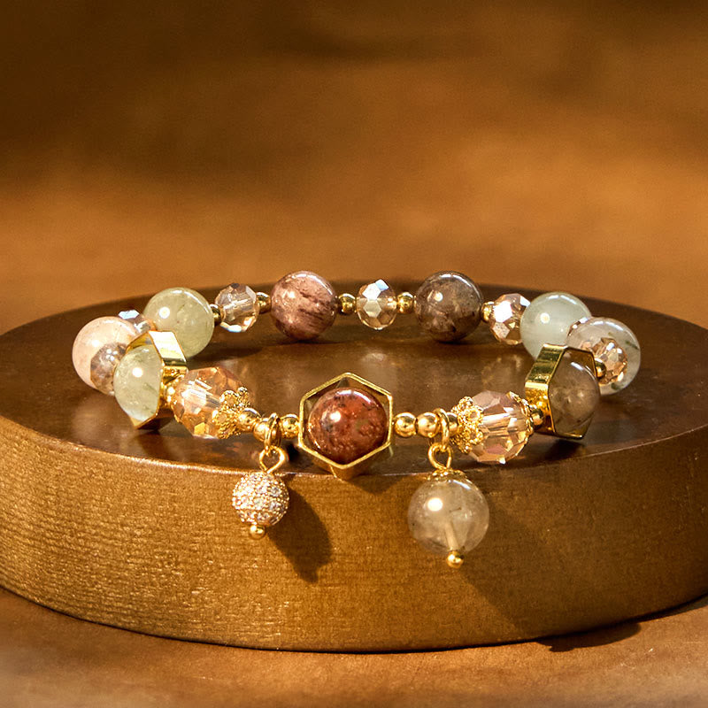 Fortune Jewel Natural Colored Rutilated Quartz Amethyst Protection Bracelet