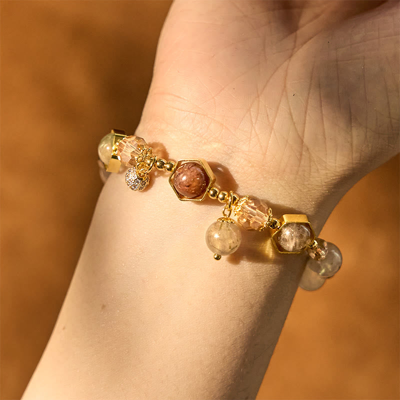 Fortune Jewel Natural Colored Rutilated Quartz Amethyst Protection Bracelet