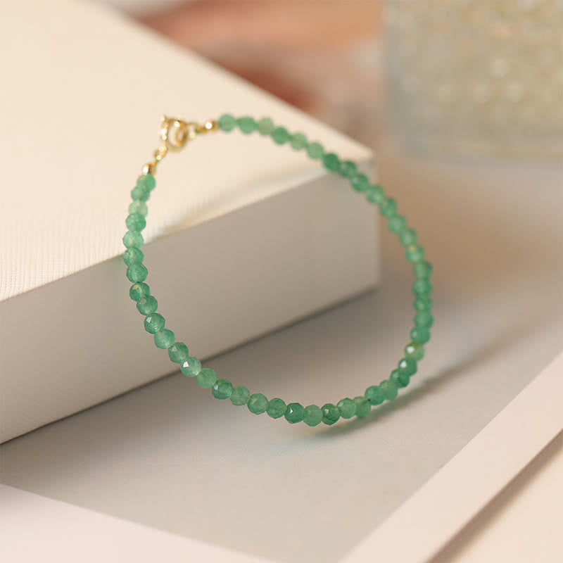 Fortune Jewel 3mm Small Green Aventurine Ultra-Thin Beads Luck Bracelet