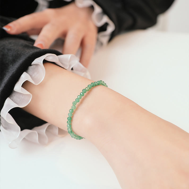 Fortune Jewel 3mm Small Green Aventurine Ultra-Thin Beads Luck Bracelet