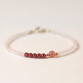 Fortune Jewel 2mm Rose Quartz Garnet Strawberry Quartz Ultra-Thin Beads Healing Energy Bracelet