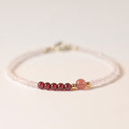 Fortune Jewel 2mm Rose Quartz Garnet Strawberry Quartz Ultra-Thin Beads Healing Energy Bracelet