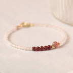 Fortune Jewel 2mm Rose Quartz Garnet Strawberry Quartz Ultra-Thin Beads Healing Energy Bracelet