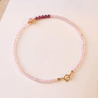 Fortune Jewel 2mm Rose Quartz Garnet Strawberry Quartz Ultra-Thin Beads Healing Energy Bracelet