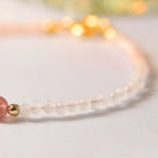 Fortune Jewel 2mm Rose Quartz Garnet Strawberry Quartz Ultra-Thin Beads Healing Energy Bracelet