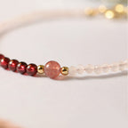 Fortune Jewel 2mm Rose Quartz Garnet Strawberry Quartz Ultra-Thin Beads Healing Energy Bracelet