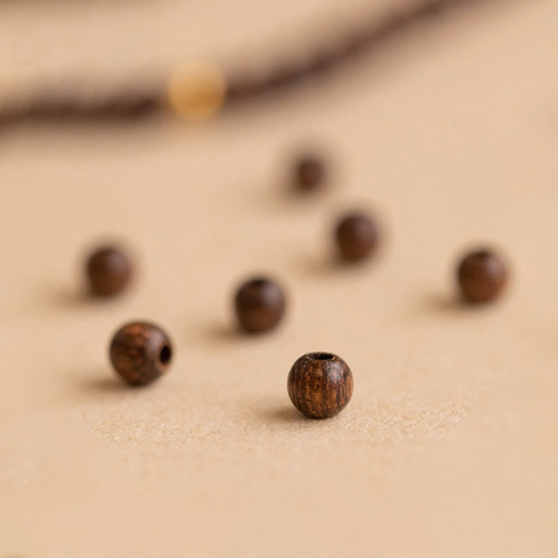 Fortune Jewel 4mm Ultra-thin Sandalwood 14K Gold Plated Copper Beads Protection Bracelet