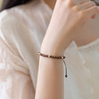 Fortune Jewel 4mm Ultra-thin Sandalwood 14K Gold Plated Copper Beads Protection Bracelet