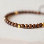 Fortune Jewel 4mm Ultra-thin Sandalwood 14K Gold Plated Copper Beads Protection Bracelet