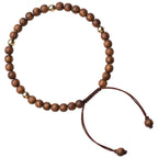 Fortune Jewel 4mm Ultra-thin Sandalwood 14K Gold Plated Copper Beads Protection Bracelet