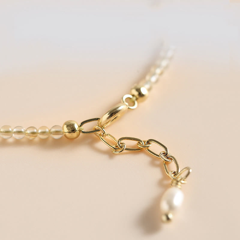 Fortune Jewel 2.5mm Ultra-thin Citrine Tourmaline 14K Gold Filled Copper Beads Prosperity Bracelet