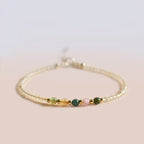 Fortune Jewel 2.5mm Ultra-thin Citrine Tourmaline 14K Gold Filled Copper Beads Prosperity Bracelet