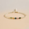 Fortune Jewel 2.5mm Ultra-thin Citrine Tourmaline 14K Gold Filled Copper Beads Prosperity Bracelet