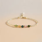 Fortune Jewel 2.5mm Ultra-thin Citrine Tourmaline 14K Gold Filled Copper Beads Prosperity Bracelet