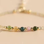 Fortune Jewel 2.5mm Ultra-thin Citrine Tourmaline 14K Gold Filled Copper Beads Prosperity Bracelet
