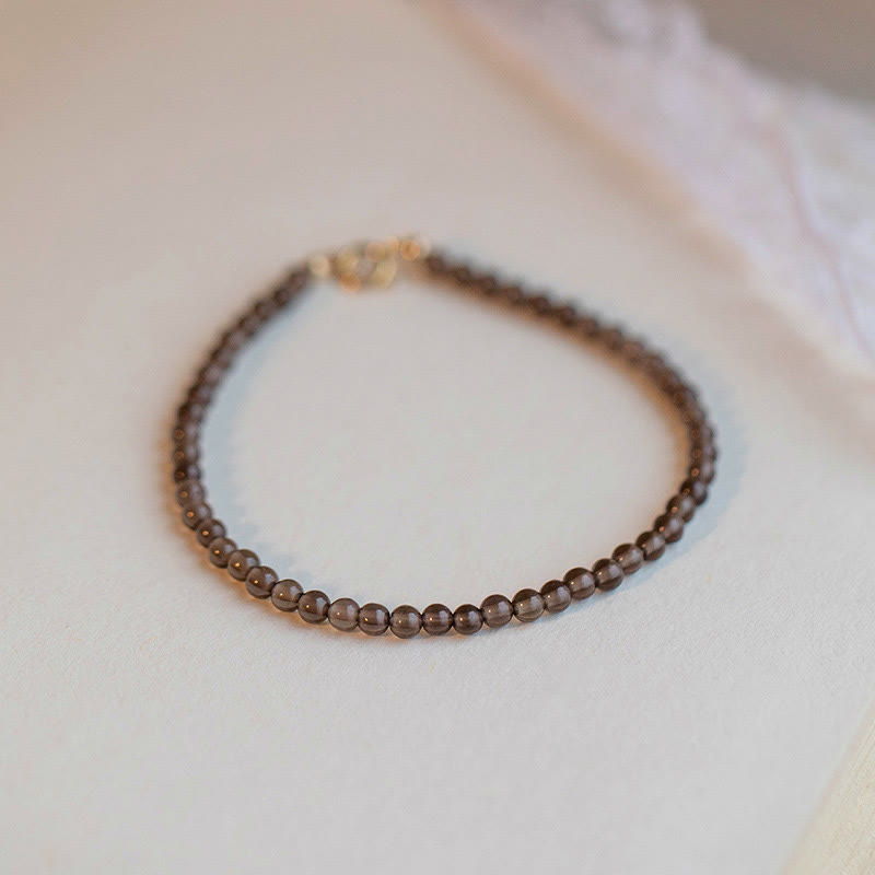 Fortune Jewel Smoky Quartz Black Obsidian Ultra-thin Beads Success Bracelet