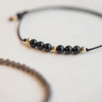 Fortune Jewel Smoky Quartz Black Obsidian Ultra-thin Beads Success Bracelet