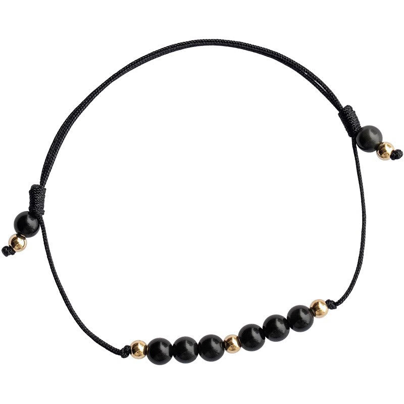 Fortune Jewel Smoky Quartz Black Obsidian Ultra-thin Beads Success Bracelet