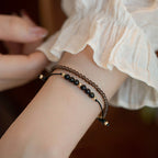 Fortune Jewel Smoky Quartz Black Obsidian Ultra-thin Beads Success Bracelet