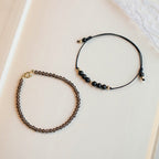 Fortune Jewel Smoky Quartz Black Obsidian Ultra-thin Beads Success Bracelet