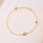 Fortune Jewel 2mm Ultra-thin Citrine 14K Gold Plated Copper Beads Protection Bracelet