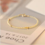 Fortune Jewel 2mm Ultra-thin Citrine 14K Gold Plated Copper Beads Protection Bracelet