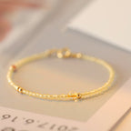 Fortune Jewel 2mm Ultra-thin Citrine 14K Gold Plated Copper Beads Protection Bracelet