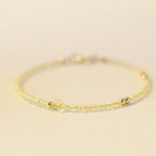 Fortune Jewel 2mm Ultra-thin Citrine 14K Gold Plated Copper Beads Protection Bracelet