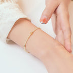 Fortune Jewel 2mm Ultra-thin Citrine 14K Gold Plated Copper Beads Protection Bracelet