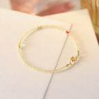 Fortune Jewel 2mm Ultra-thin Citrine 14K Gold Plated Copper Beads Protection Bracelet